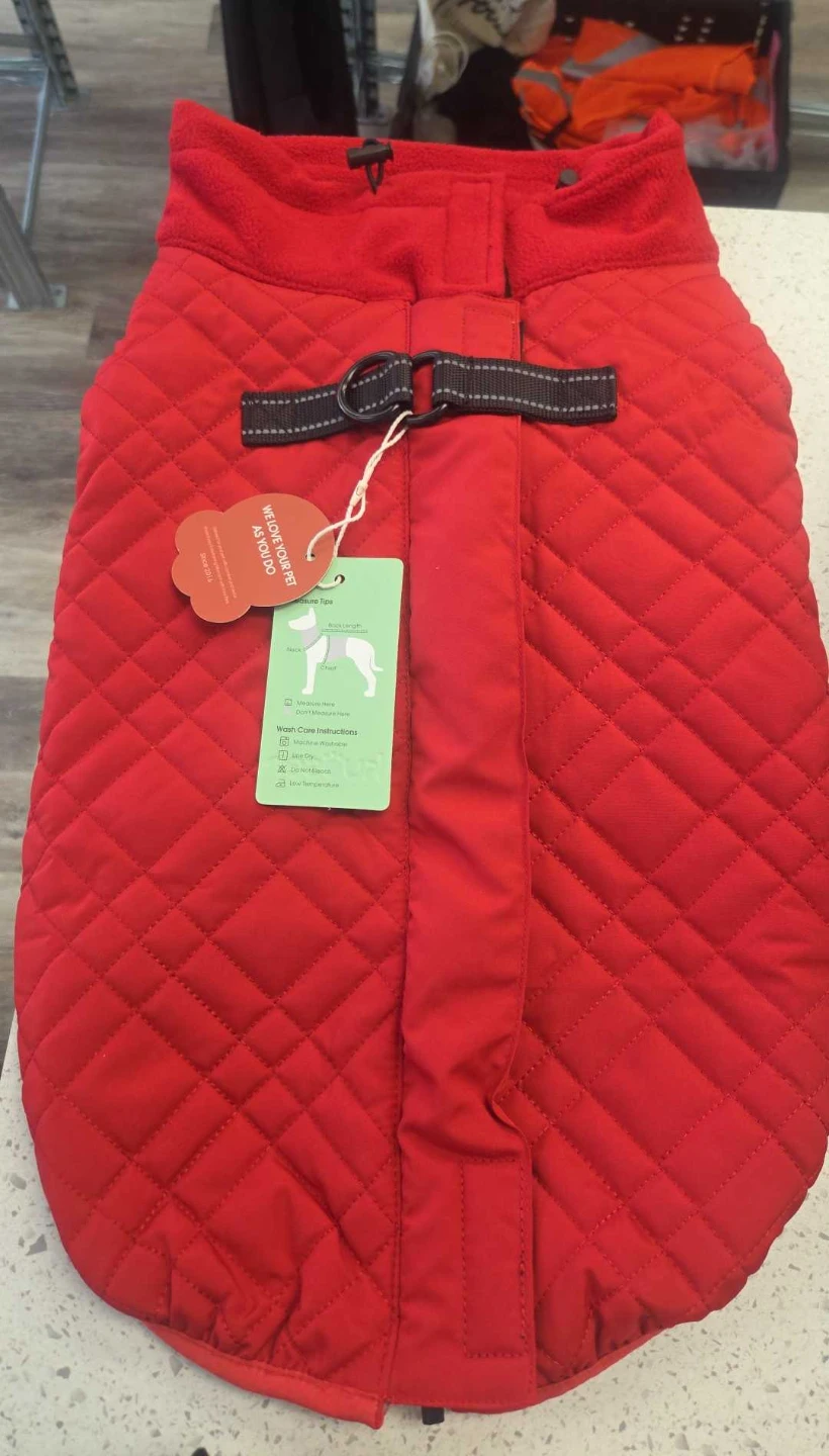 Red Quilted Dog Winter Coat - photo 3