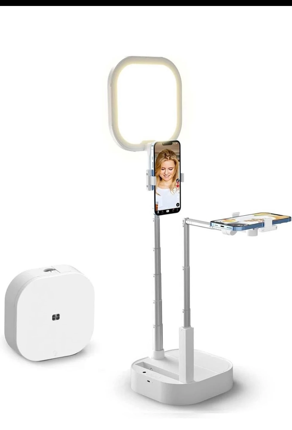White Foldable Phone Stand with Ring Light - photo 2