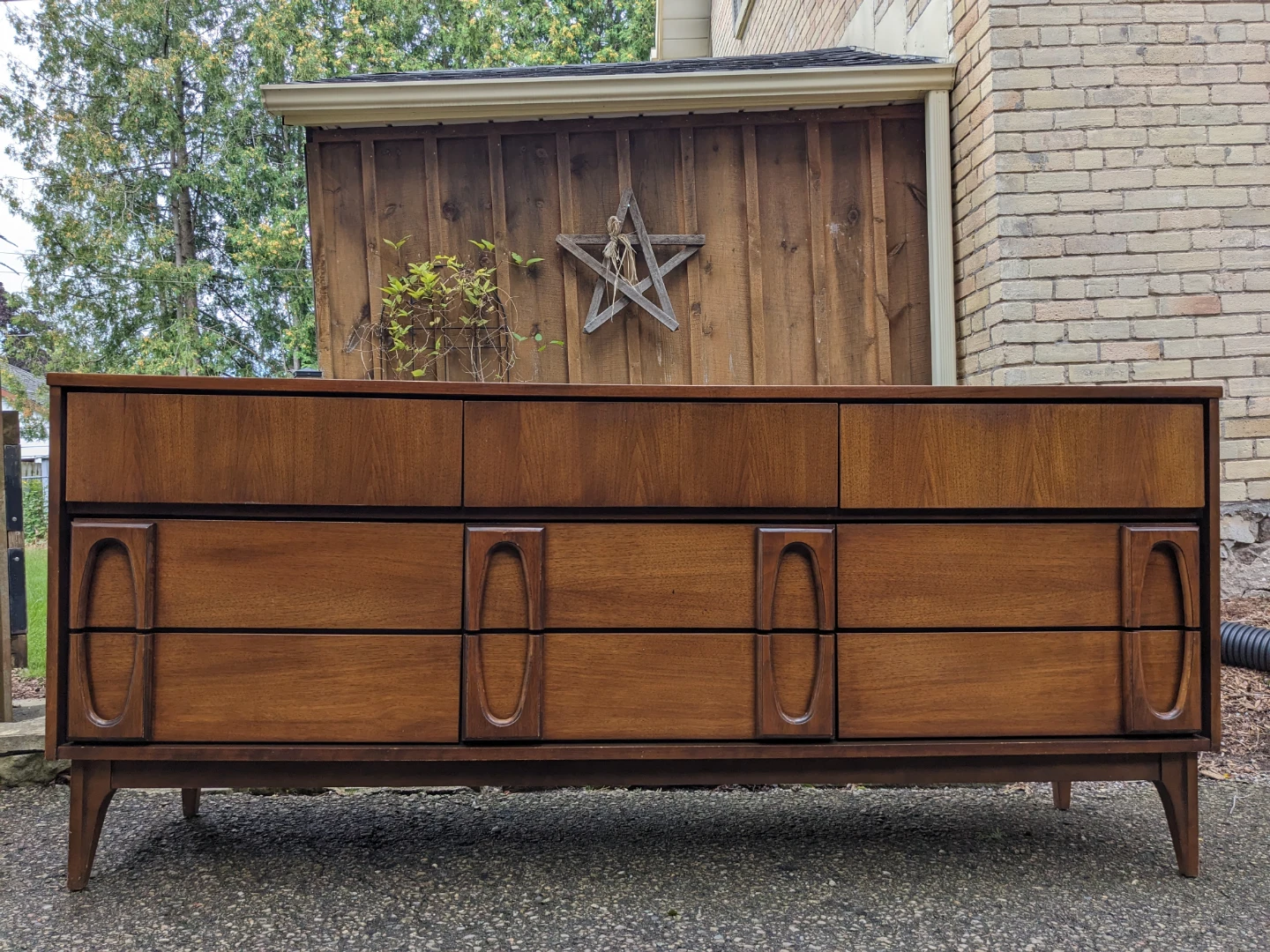 MCM Walnut 9 Drawer Dresser by Victoriaville