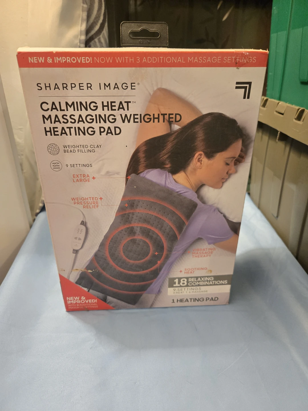 New Sharper Image Calming Heat Massaging Weighted Heat Pad