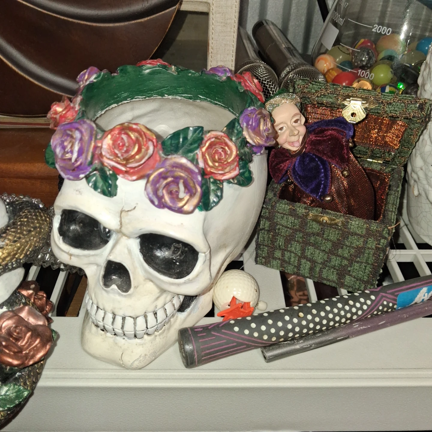 Decorative Floral Skull Planter - photo 2