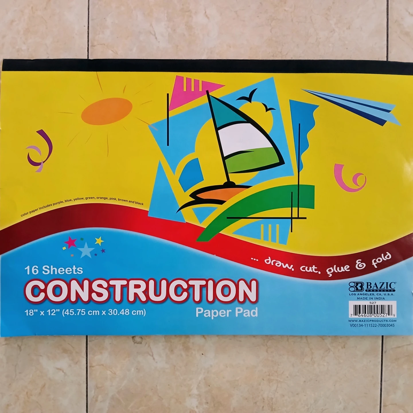 Bazic Construction Paper Pad 16 Sheets 🏈