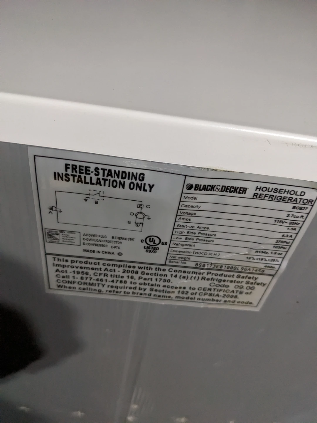 Black & Decker 2.7 cu.ft. Mini Fridge - photo 3