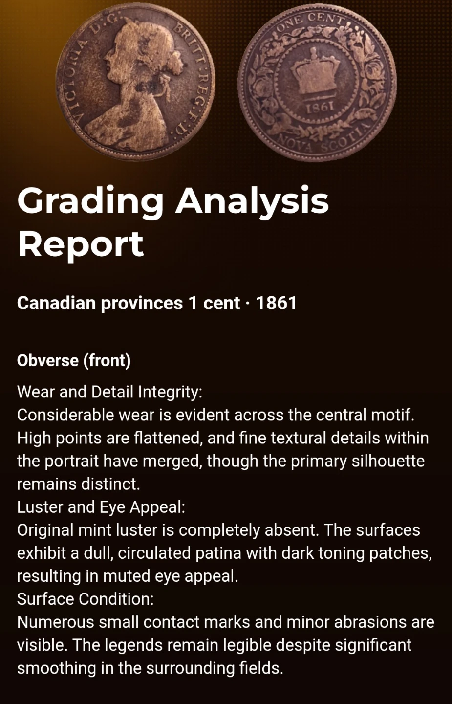 1861 Nova Scotia One Cent Coin - photo 3