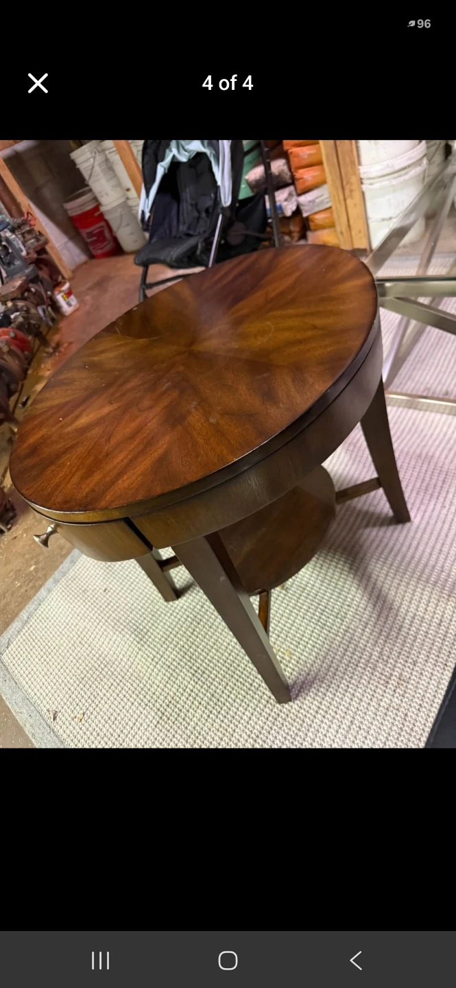 Round Inlay Top Accent Table with Drawer - photo 4