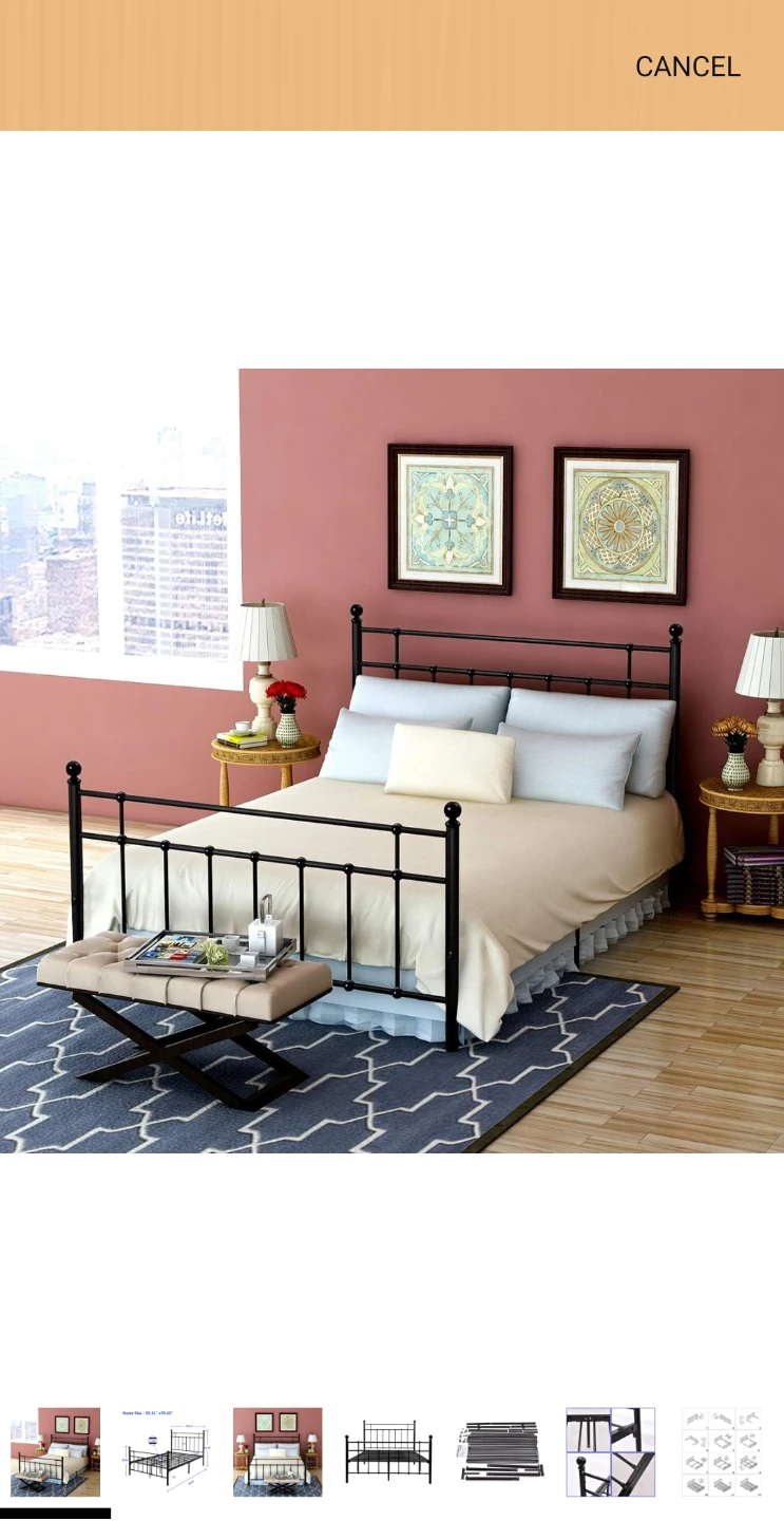 Black Metal Queen Size Bed Frame