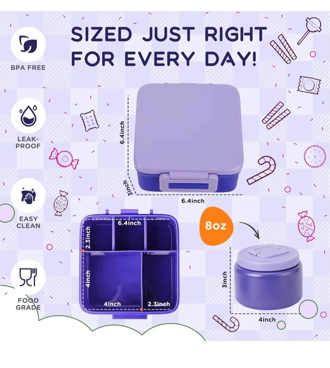 Insulated Bento Lunch Box with 8oz Thermo Container