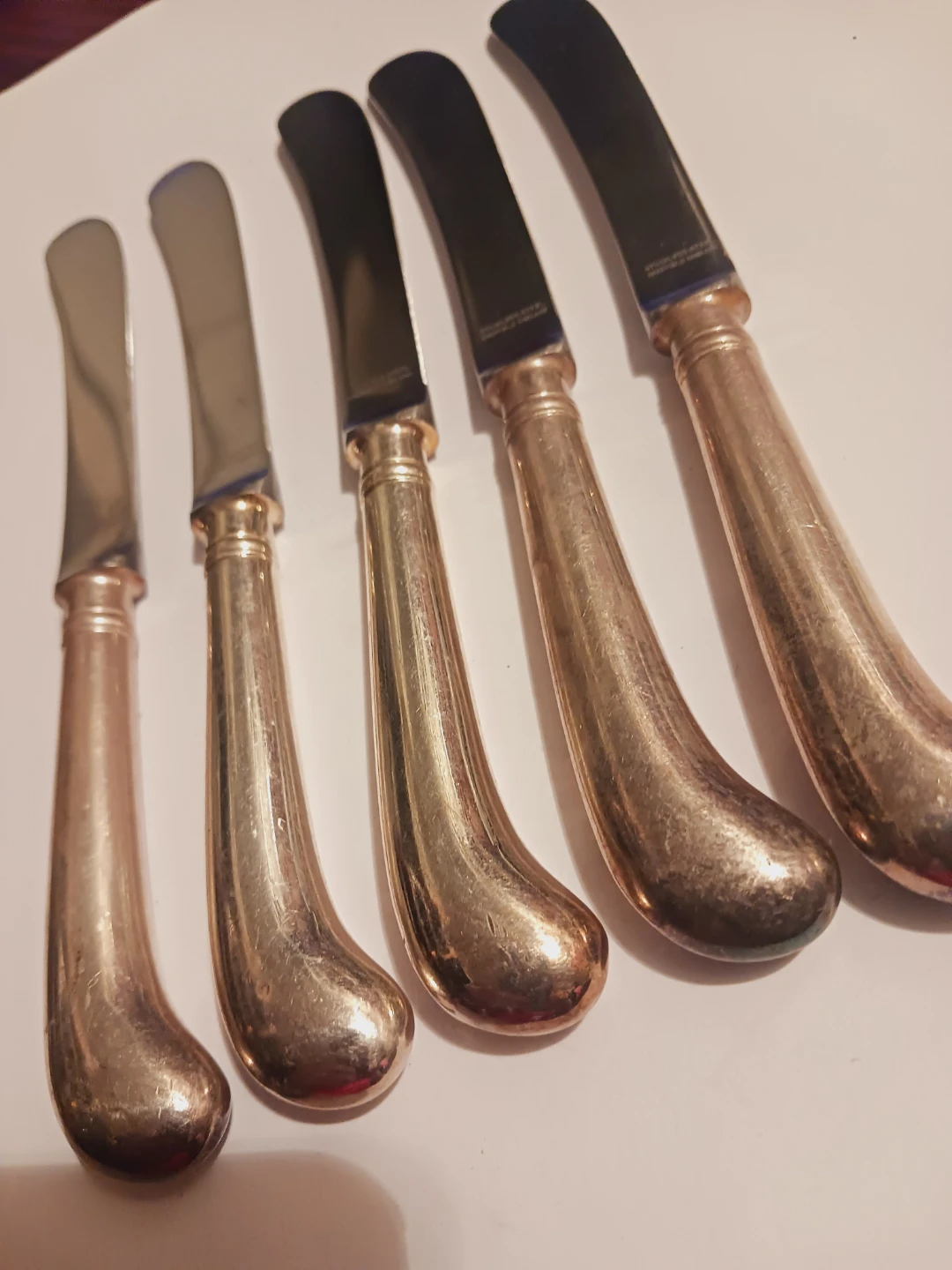 Set of 5 Pistol Handle Silver Knives - photo 3
