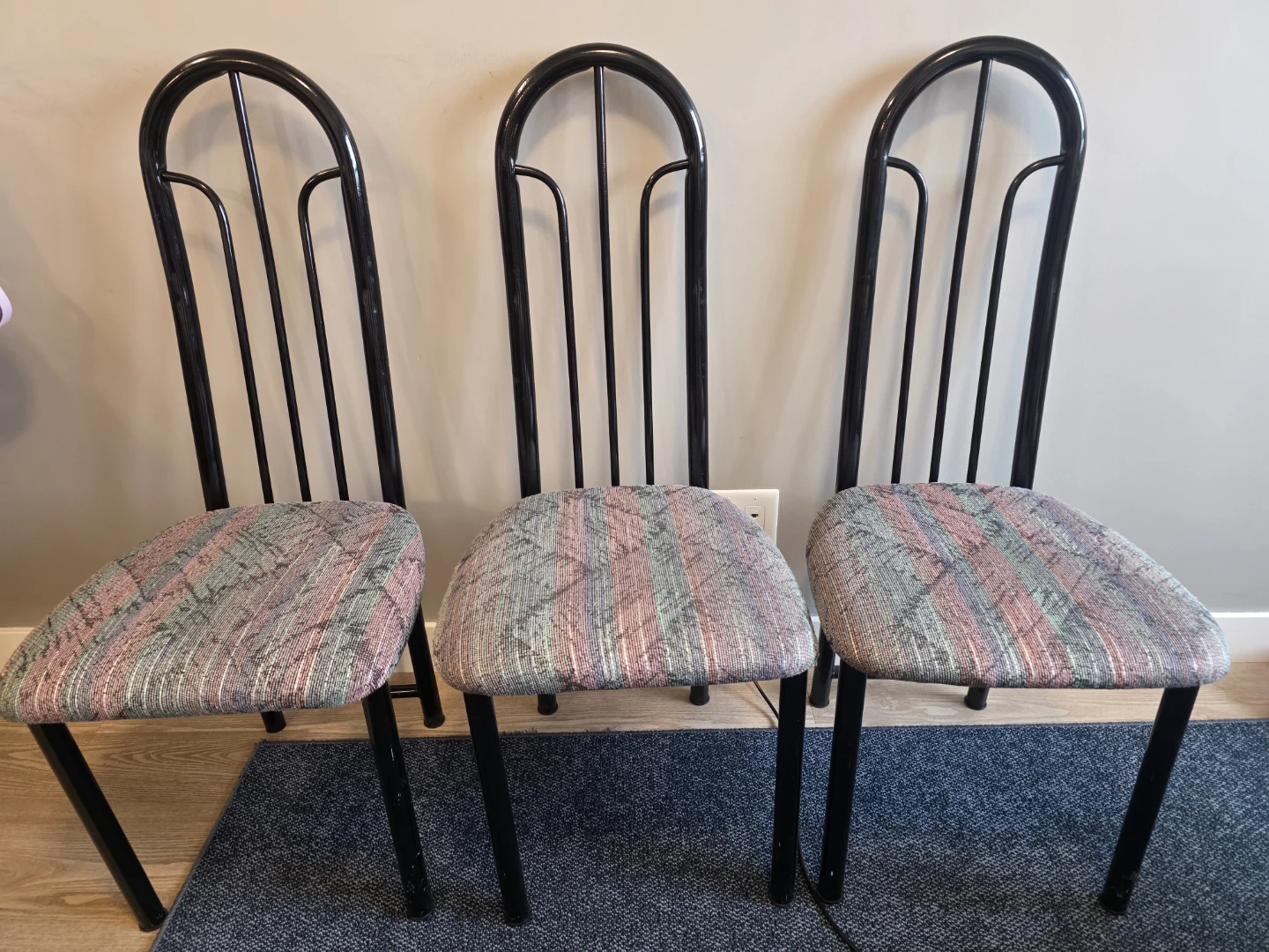 Set of 3 Metal Dining Chairs used