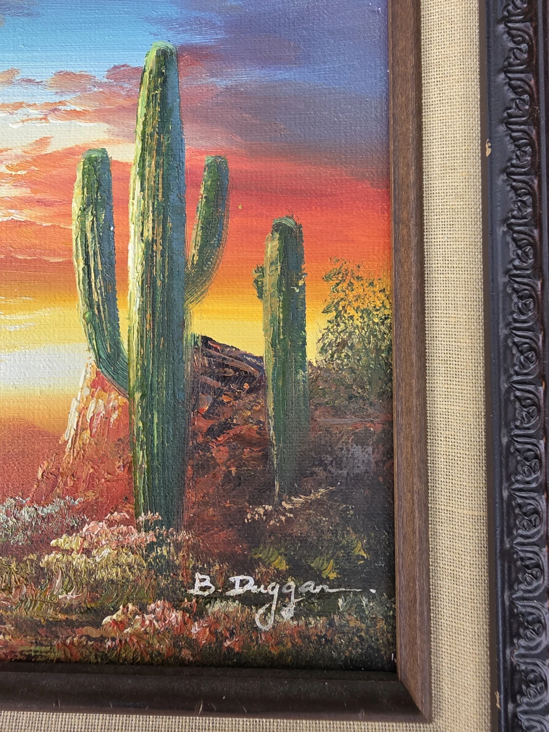 B. Duggan Signed Desert Cactus Painting - photo 2