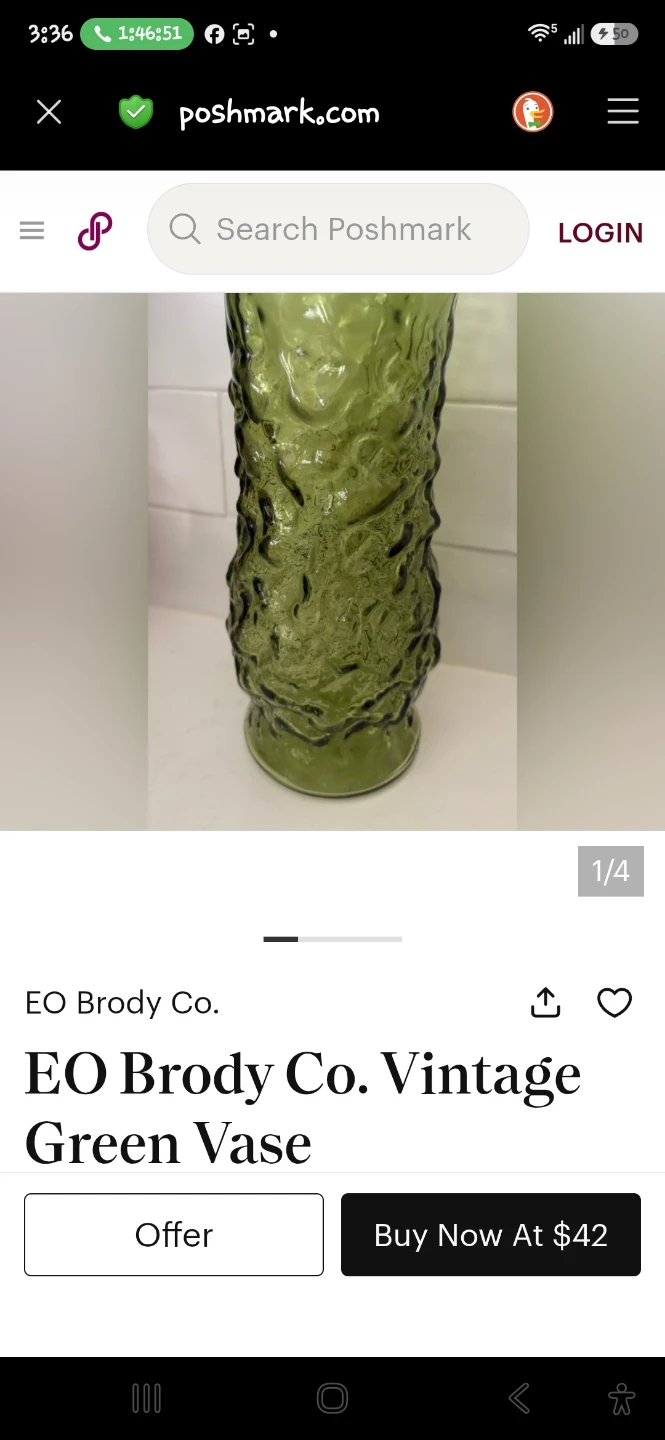 Vintage EO Brody Co. Green Crinkle Glass Vase - photo 5