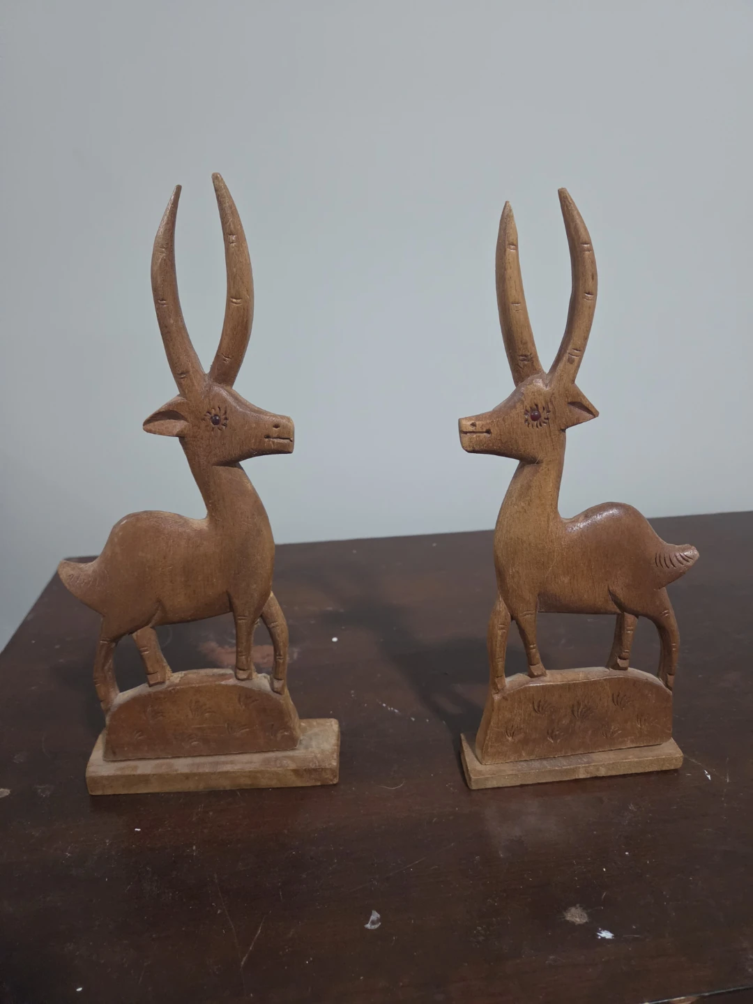 Pair of Hand-Carved Wooden Gazelle Statues 10 dollars each
