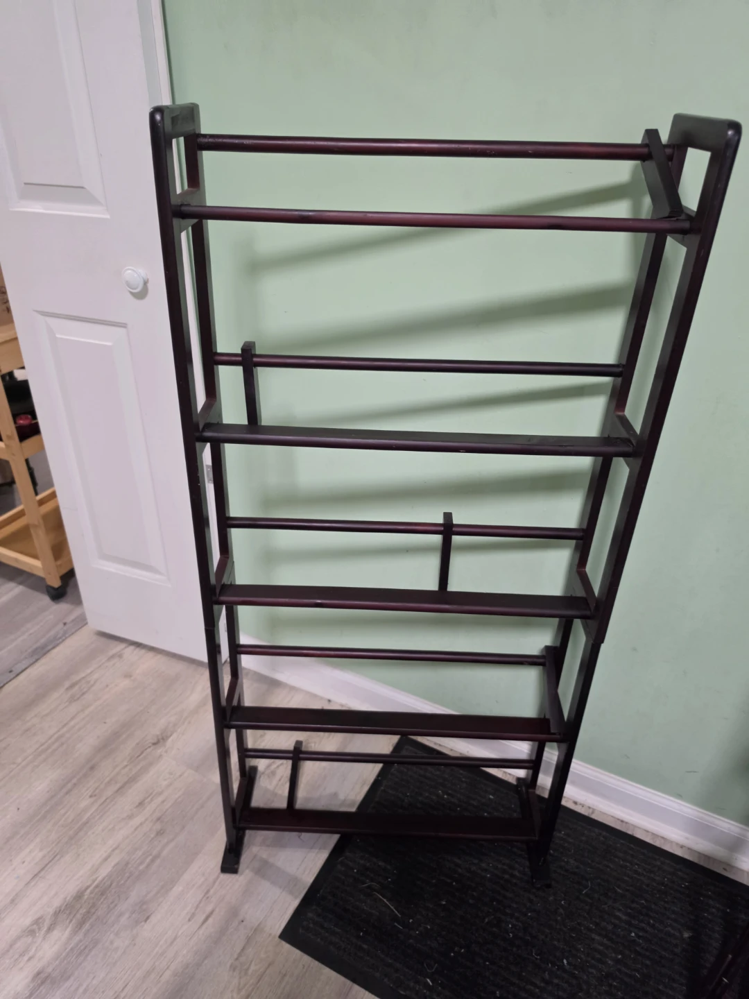 Pair of Tall Wooden CD/DVD Media Storage Racks – Dark Wood - photo 3