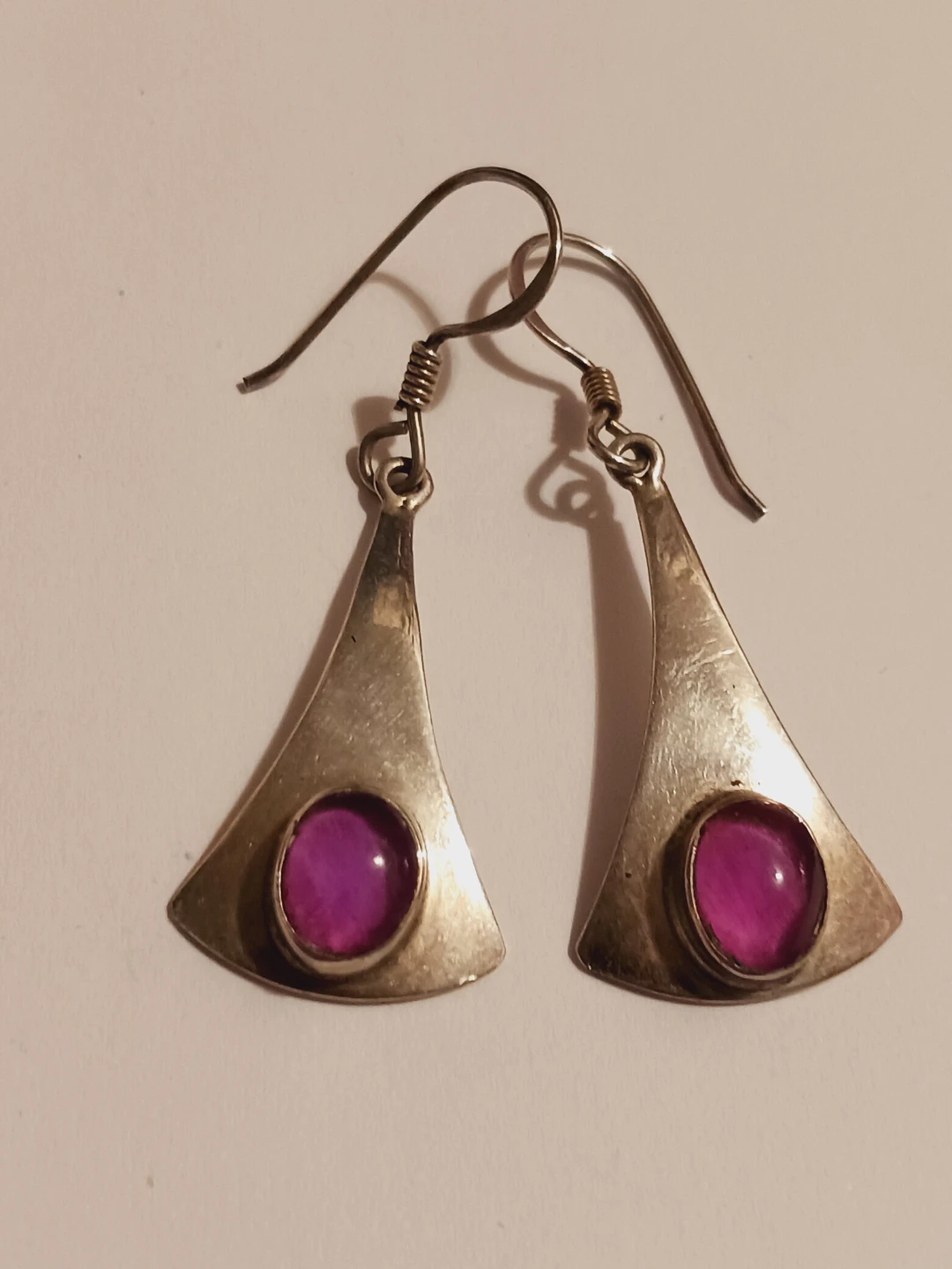 Gorgeous Sterling Silver Mexican Designer PurpleStone Earrings