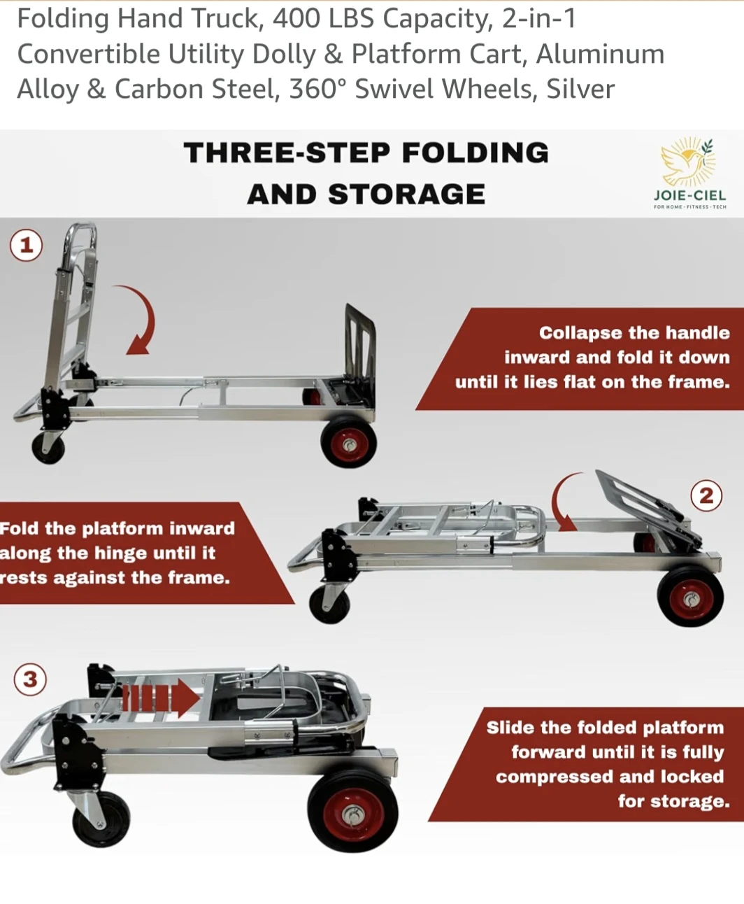 Joie-Ciel 2-in-1 Folding Hand Truck Dolly