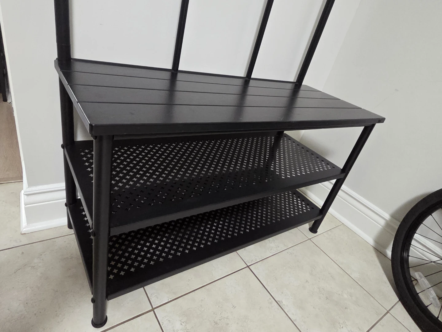 Ikea Black Metal Hall Coat Rack with Bench - photo 4