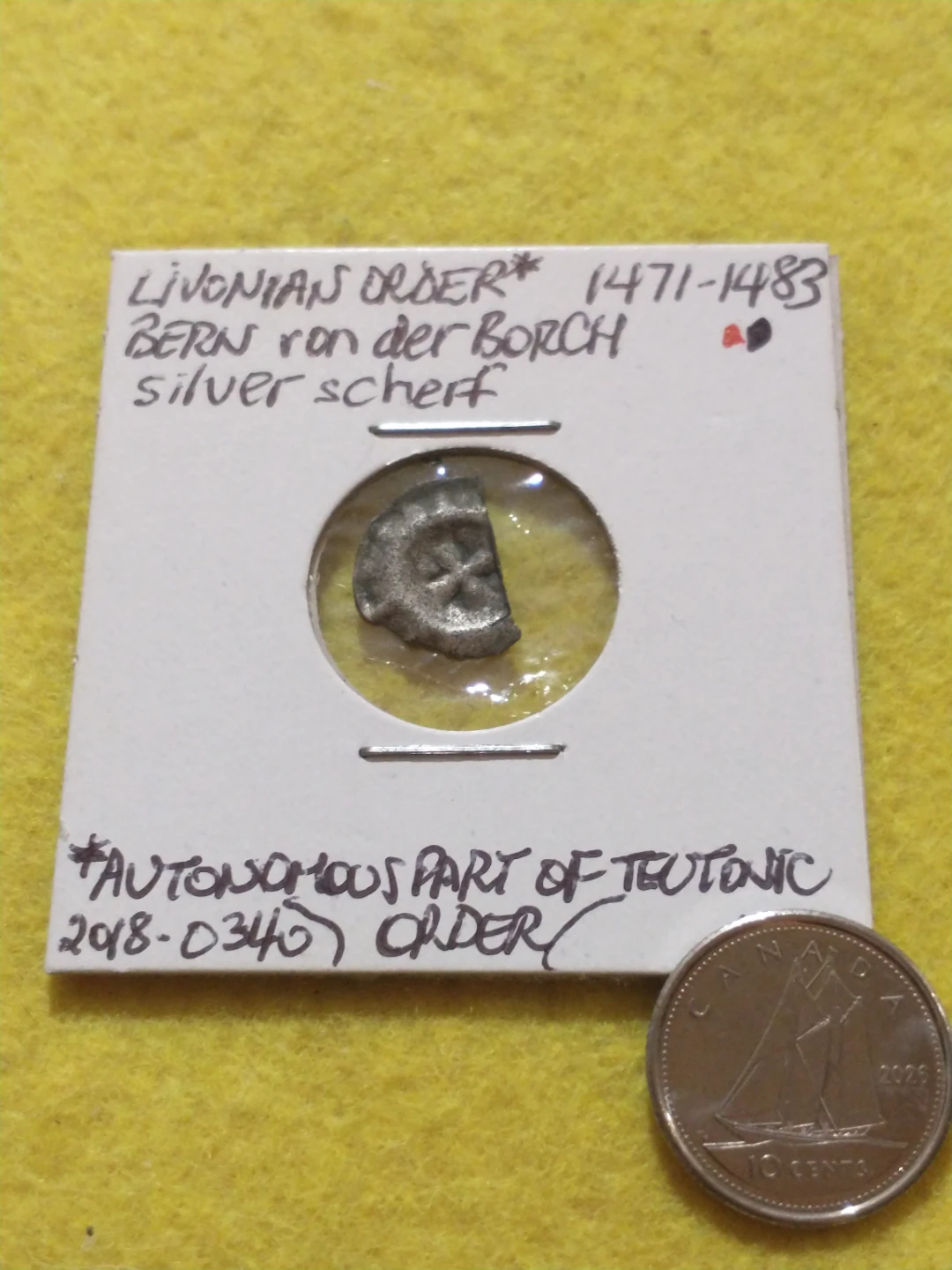 1471-1483 Livonian Order silver scherf Bernd von der Borch - photo 5