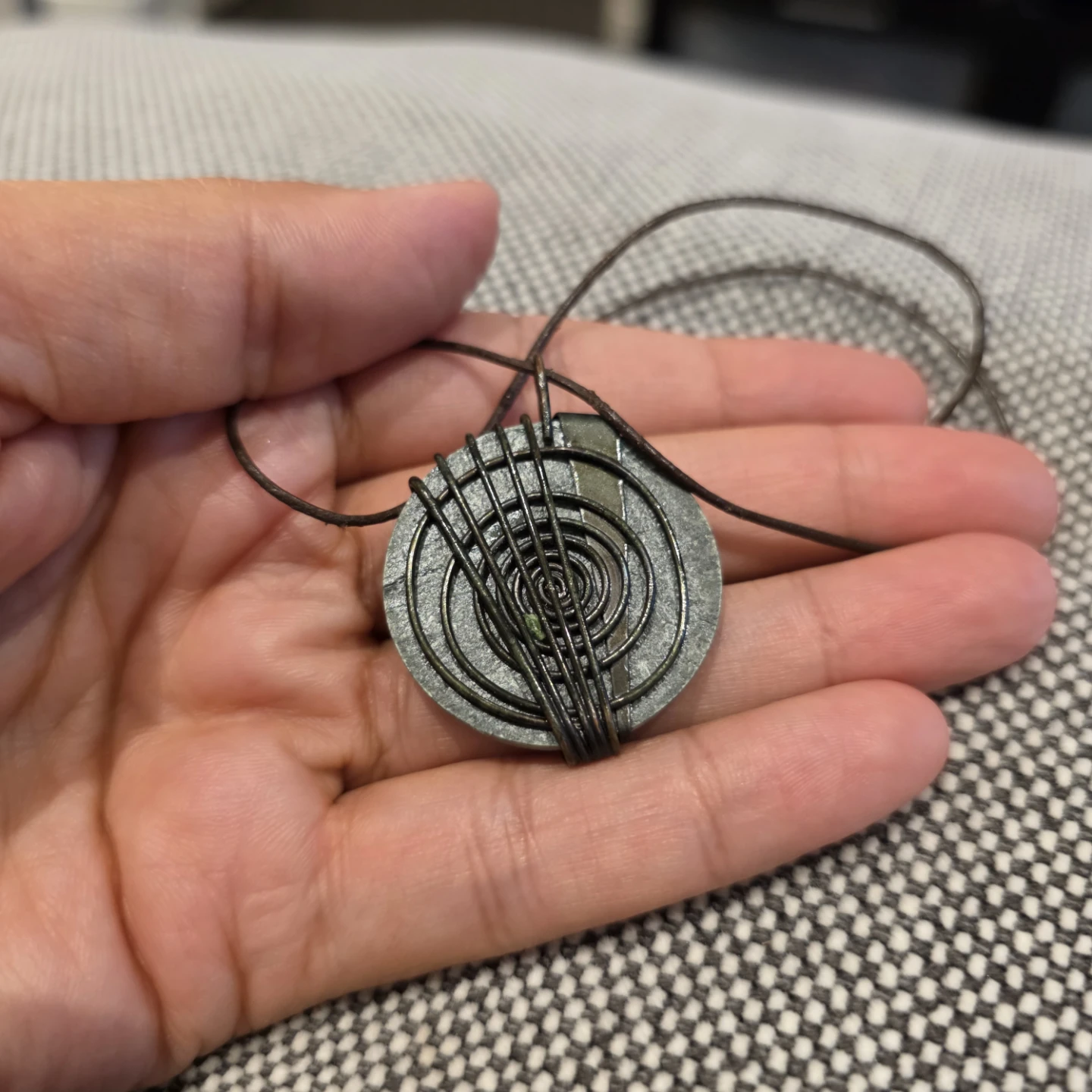 Handcrafted European Wire Wrapped Stone Pendant Necklace - photo 2