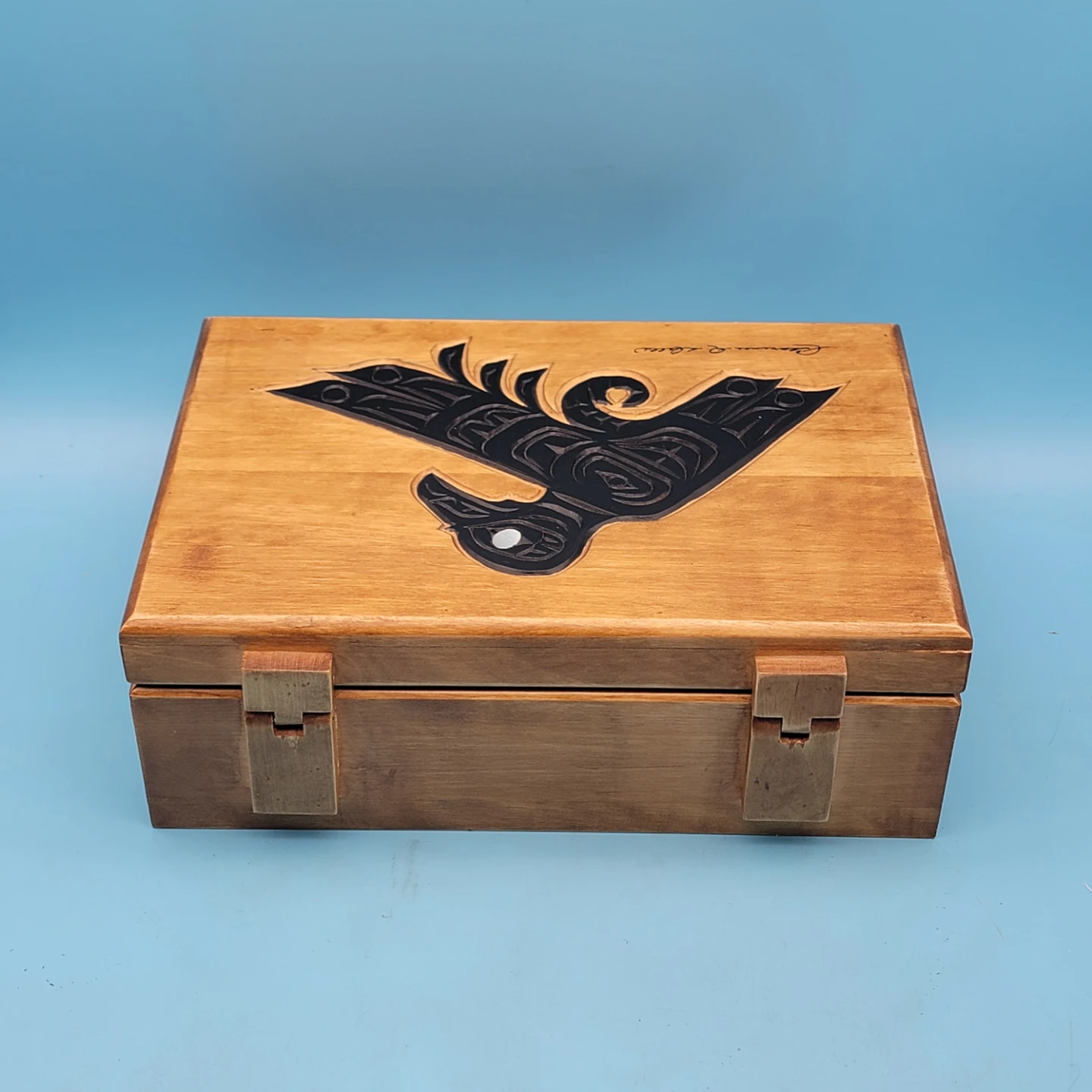WOODEN RAVEN KEEPSAKE BOX by Clarence A. Wells Haida Carver - photo 5