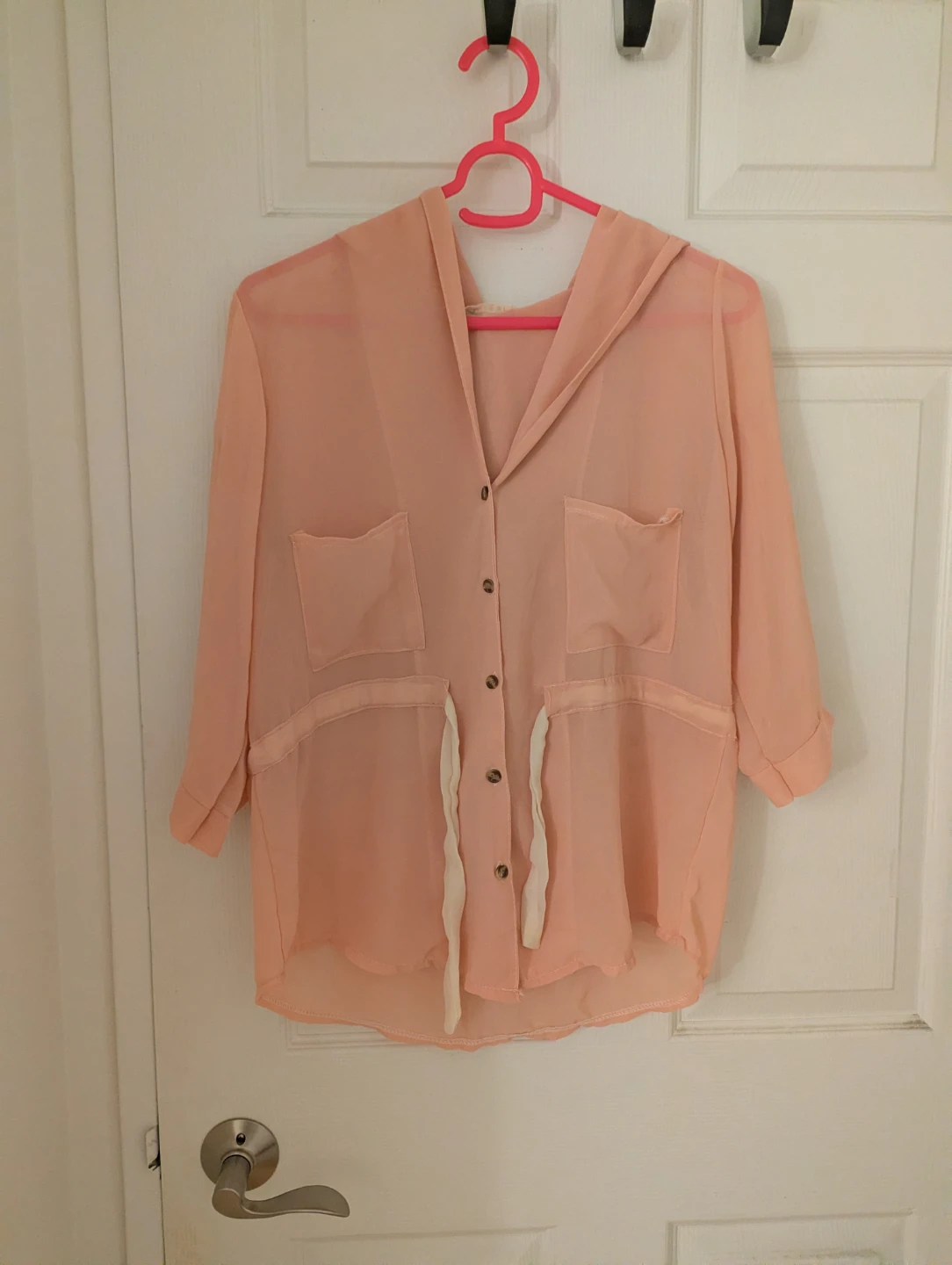Peach Sheer Hooded Blouse /Jacket/ Cover up