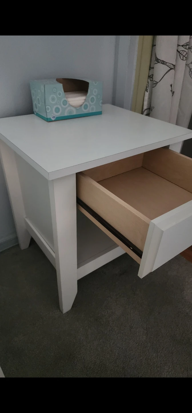 White Nightstand with Drawer - photo 3
