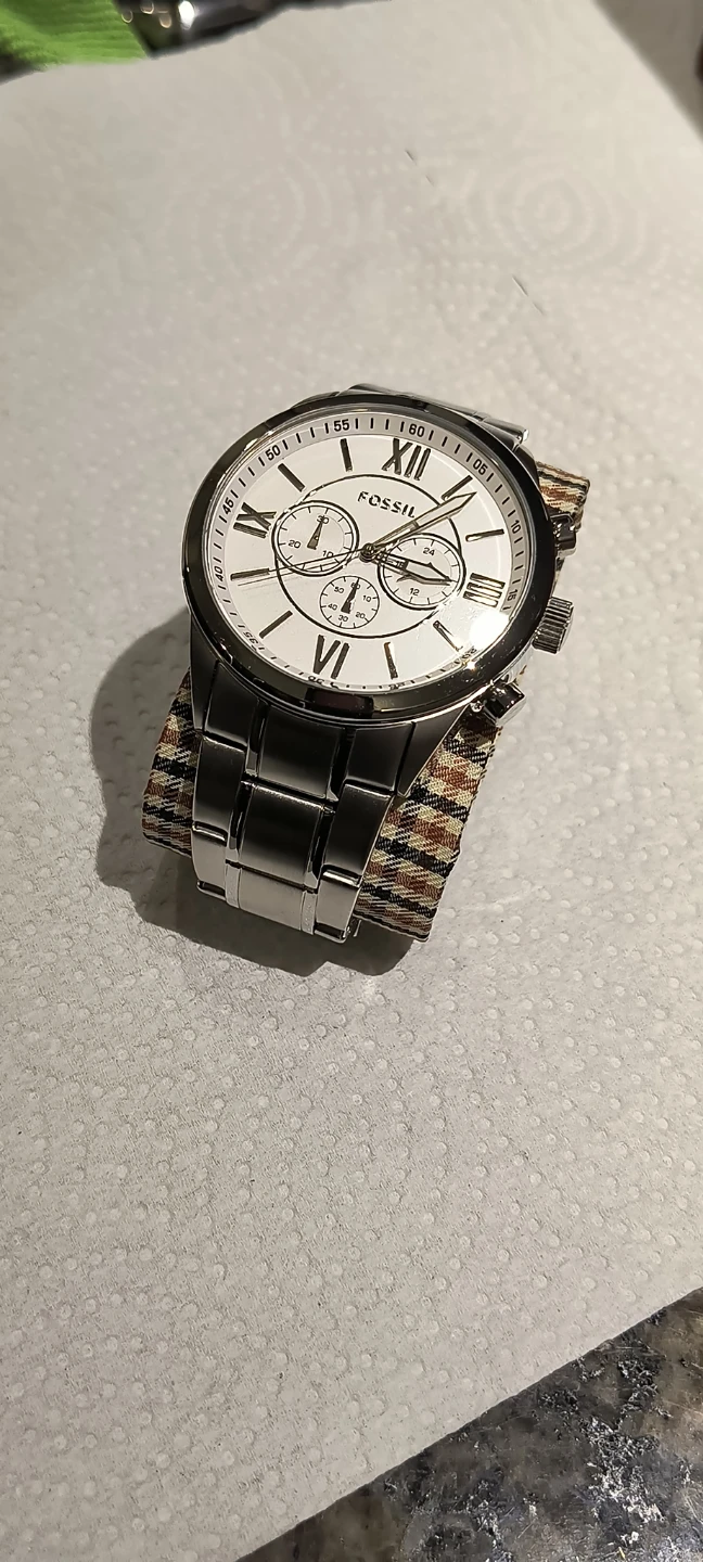 Fossil BQ1124 Chronograph Watch white dial