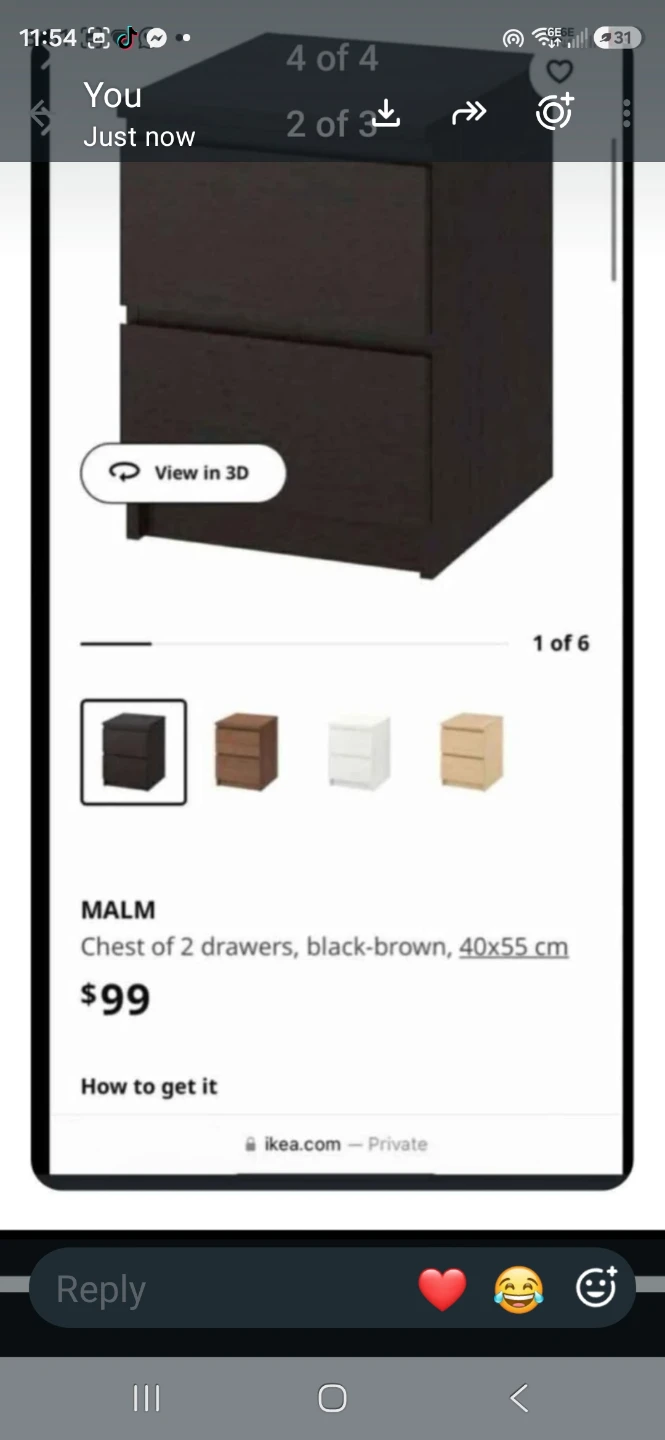 IKEA MALM Chest of 2 Drawers - Black-Brown - photo 4
