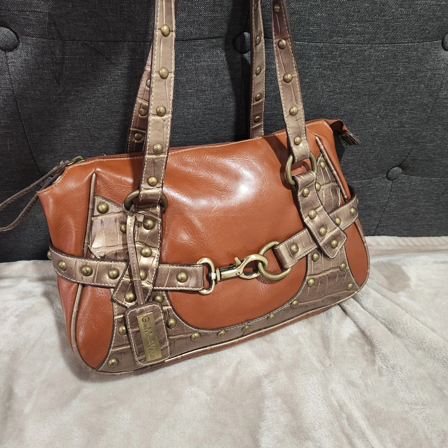 Gian Marco Venturi Brown Leather Handbag