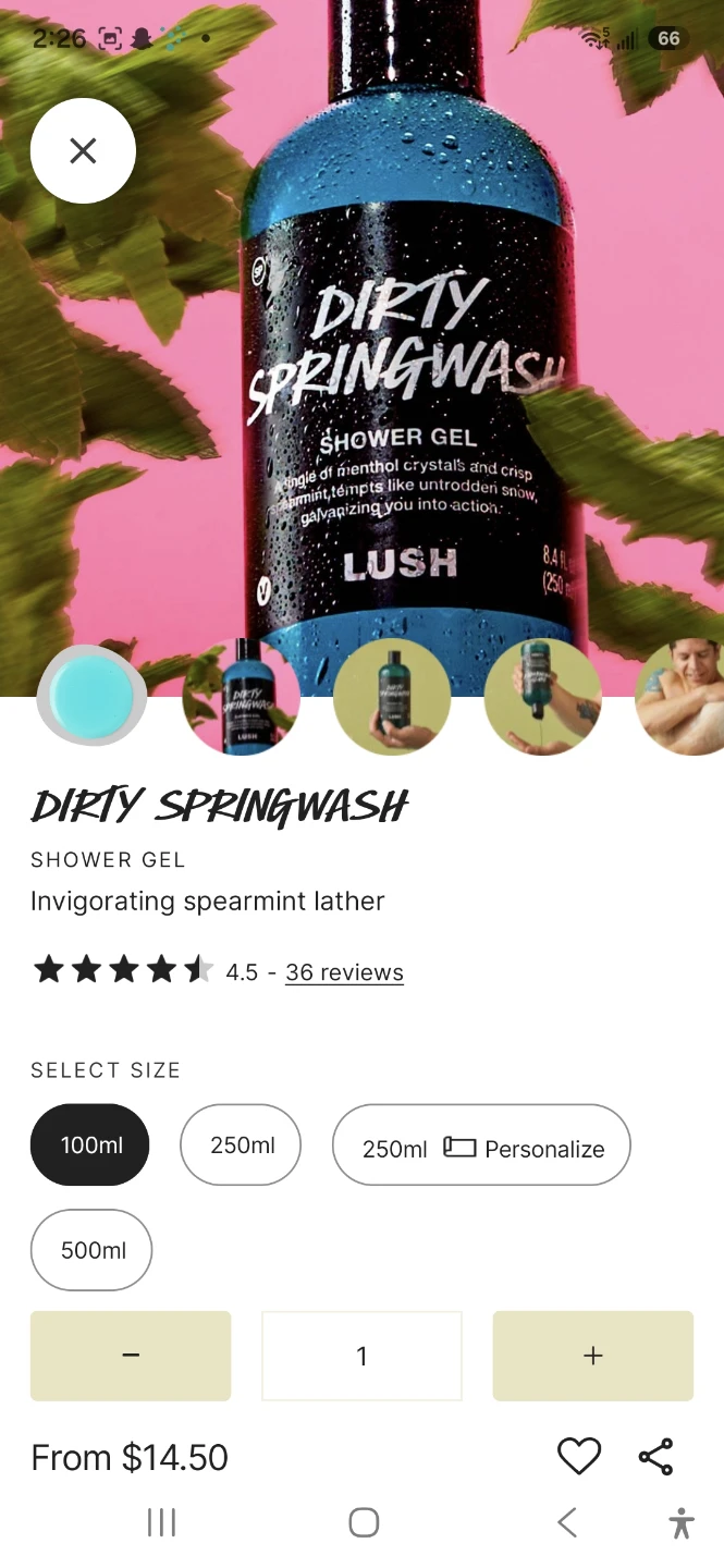 Lush Dirty Springwash Shower Gel 100g