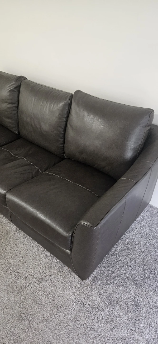 Leather Couch Dark Brown - photo 2