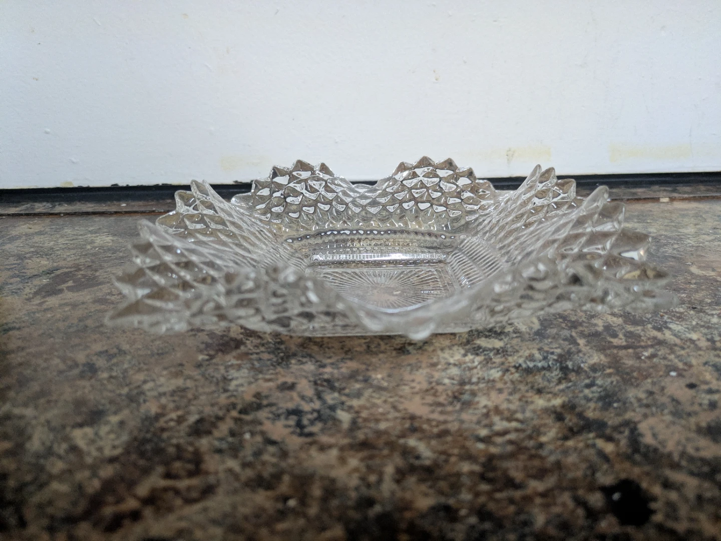Vintage Clear Glass Diamond Pattern Dish - photo 3
