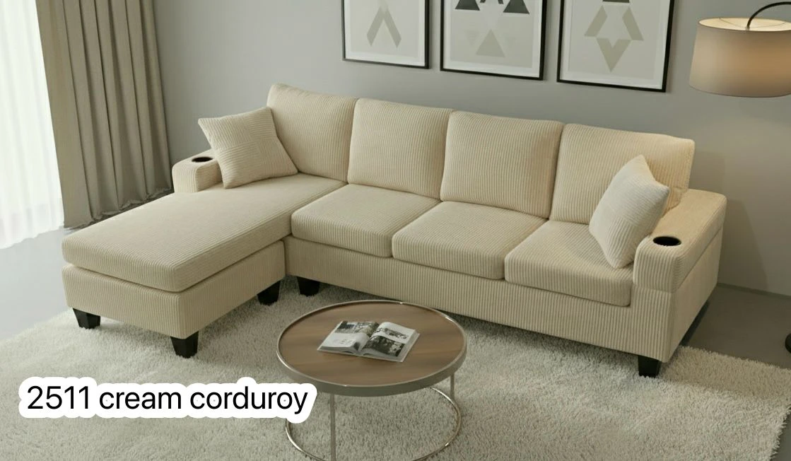 Modern Sectional Sofa with Cup Holders