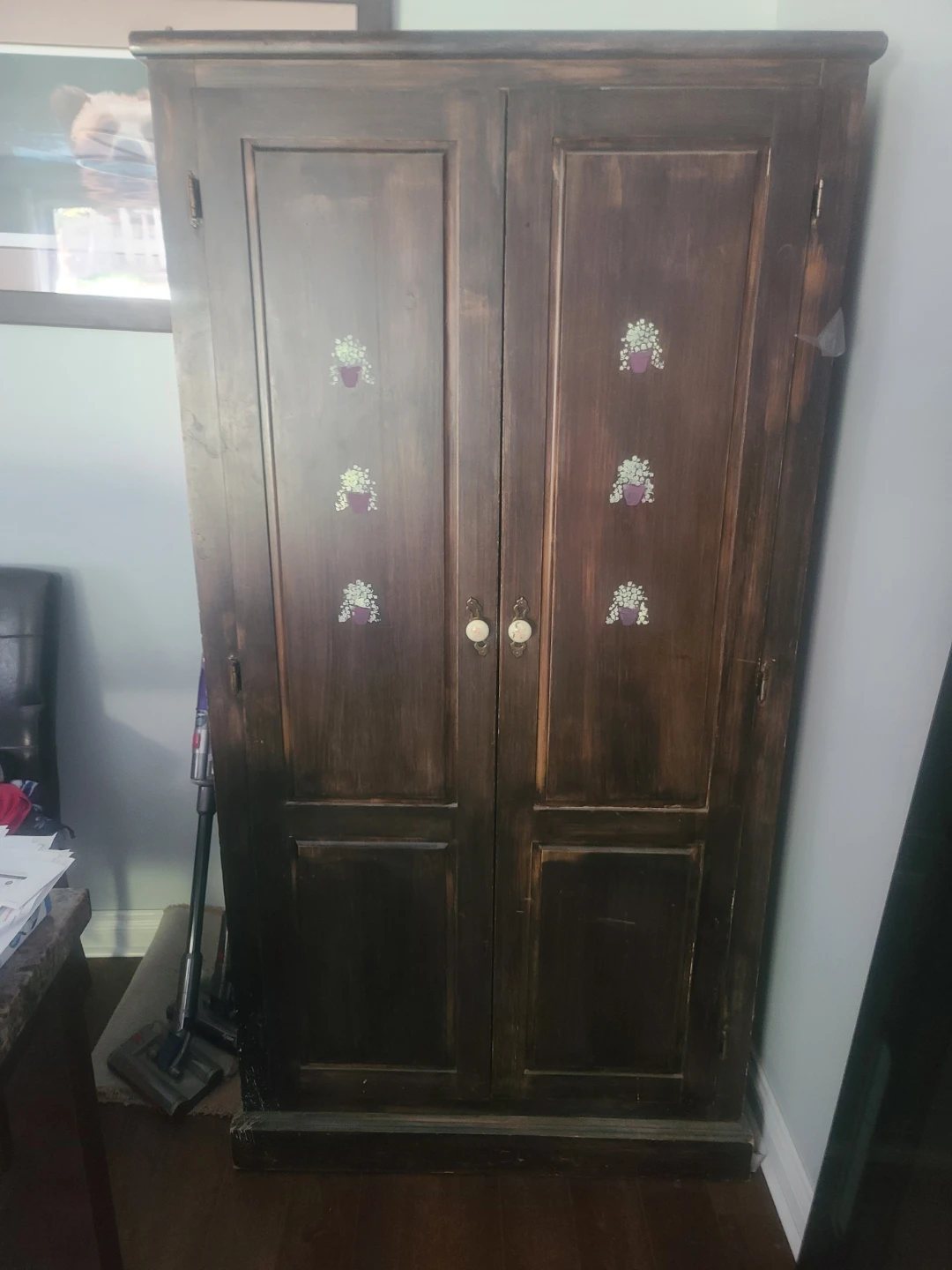 Dark Wood Cabinet with Shelves