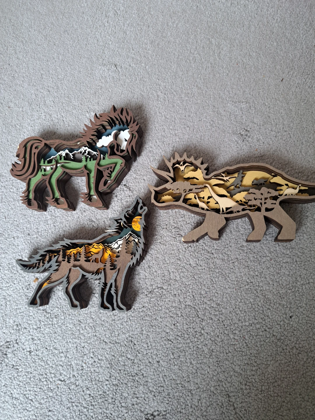 Wooden Layered Animal and Dinosaur Decor