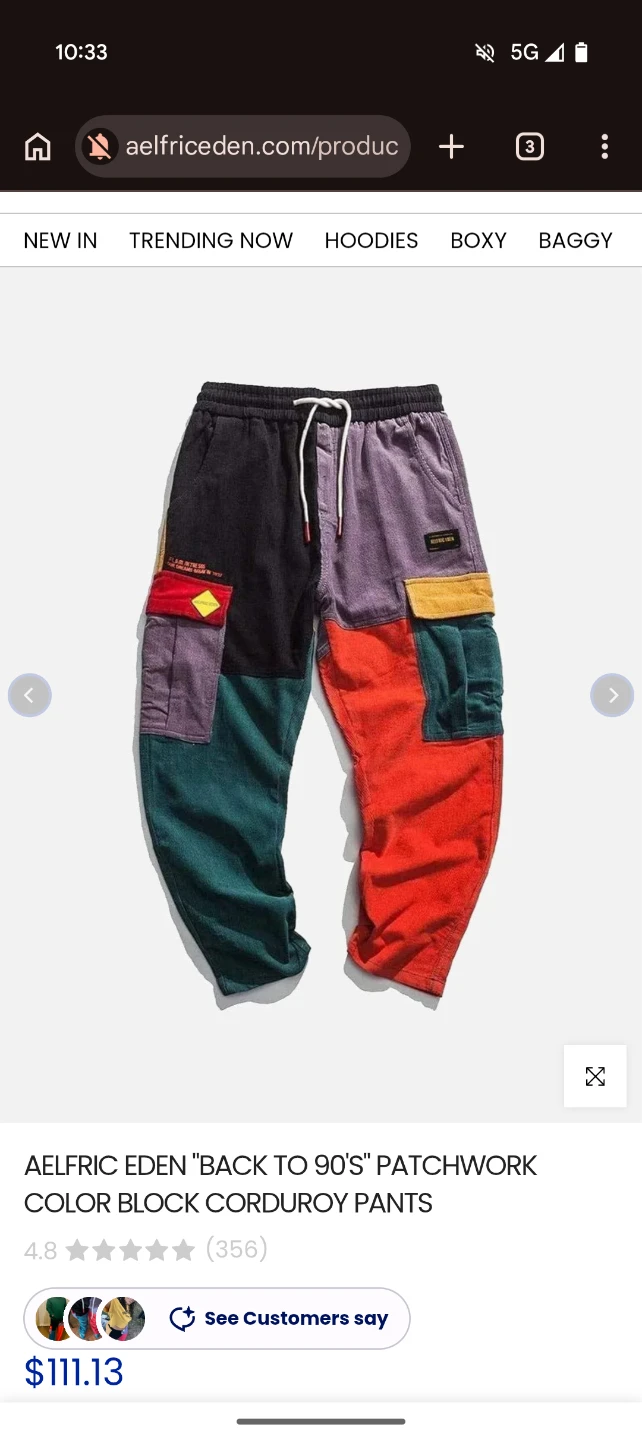 Aelfric Eden Style  Color Bock Corduroy Patchwork Pants - photo 4