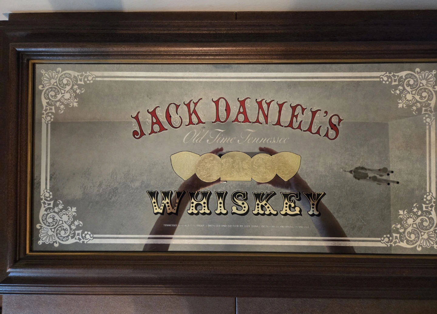 Vintage Jack Daniels Whiskey 90 Proof Saloon Mirror 17" x  30"