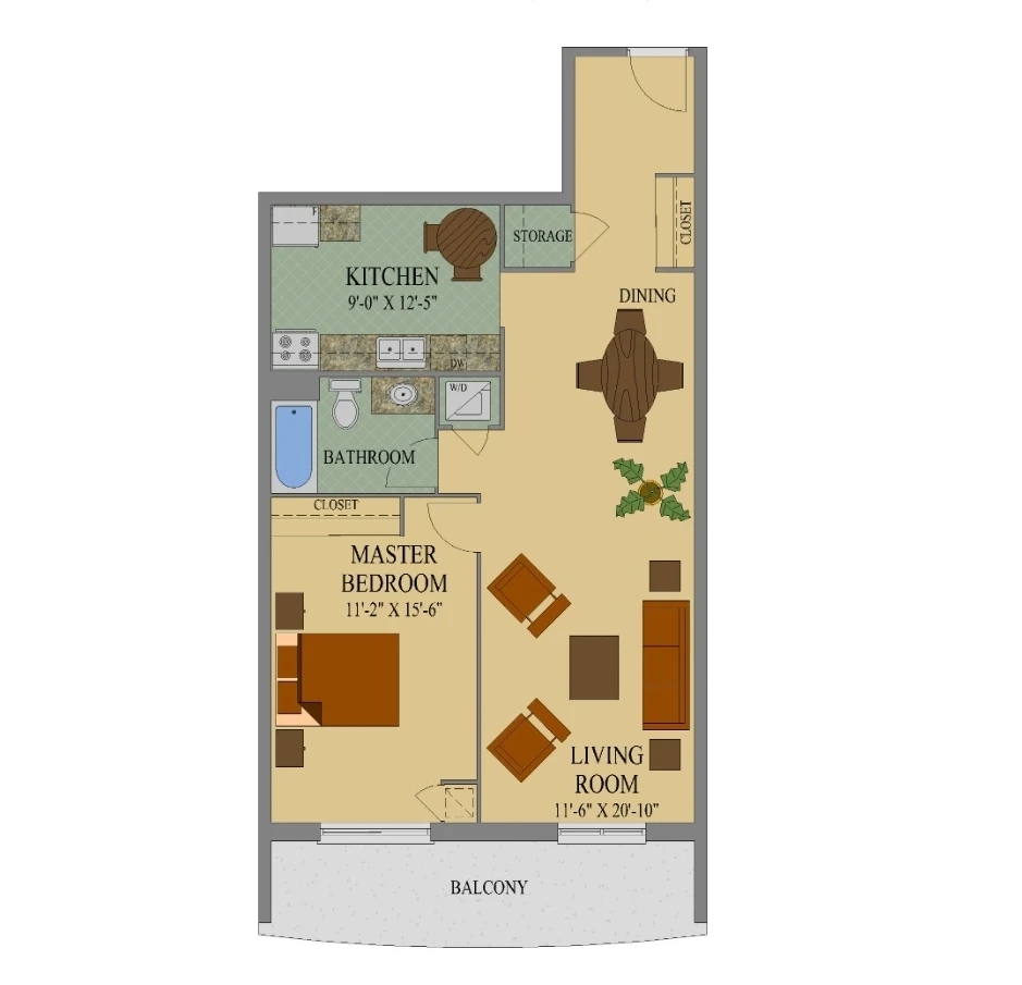 1-Bedroom Apartment Floor Plan