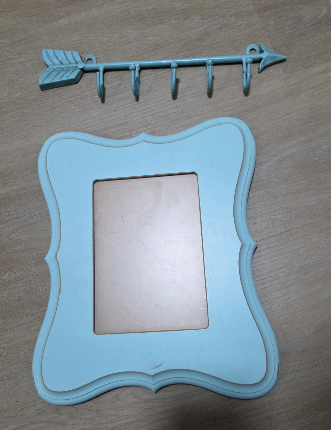 Turquoise home decor set: Curtains, photo frame, and wall hook - photo 5