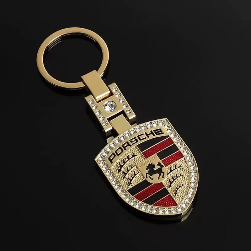 Luxury Porsche Rhinestone Gold Keychain