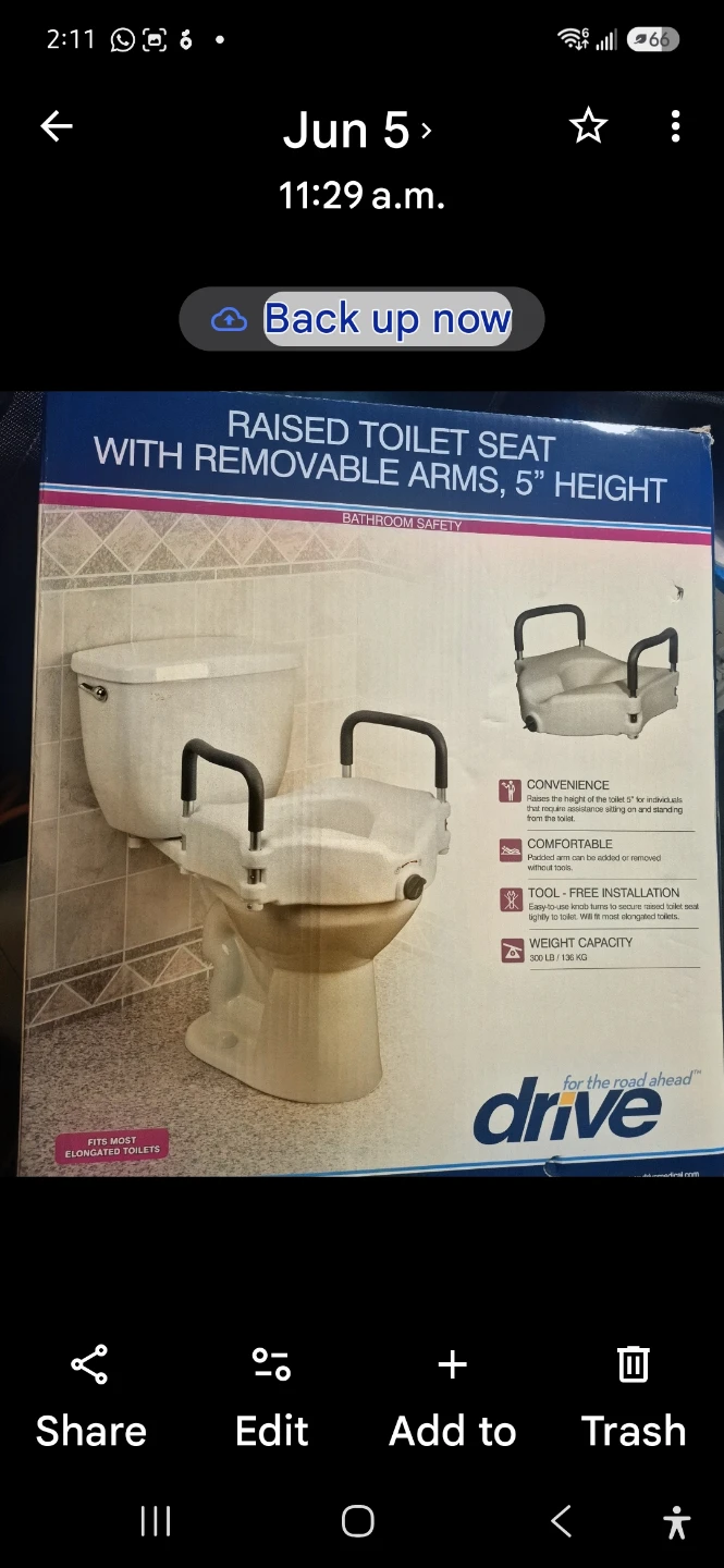 Drive Medical Elongated Raised Toilet Seat with Arms - photo 2