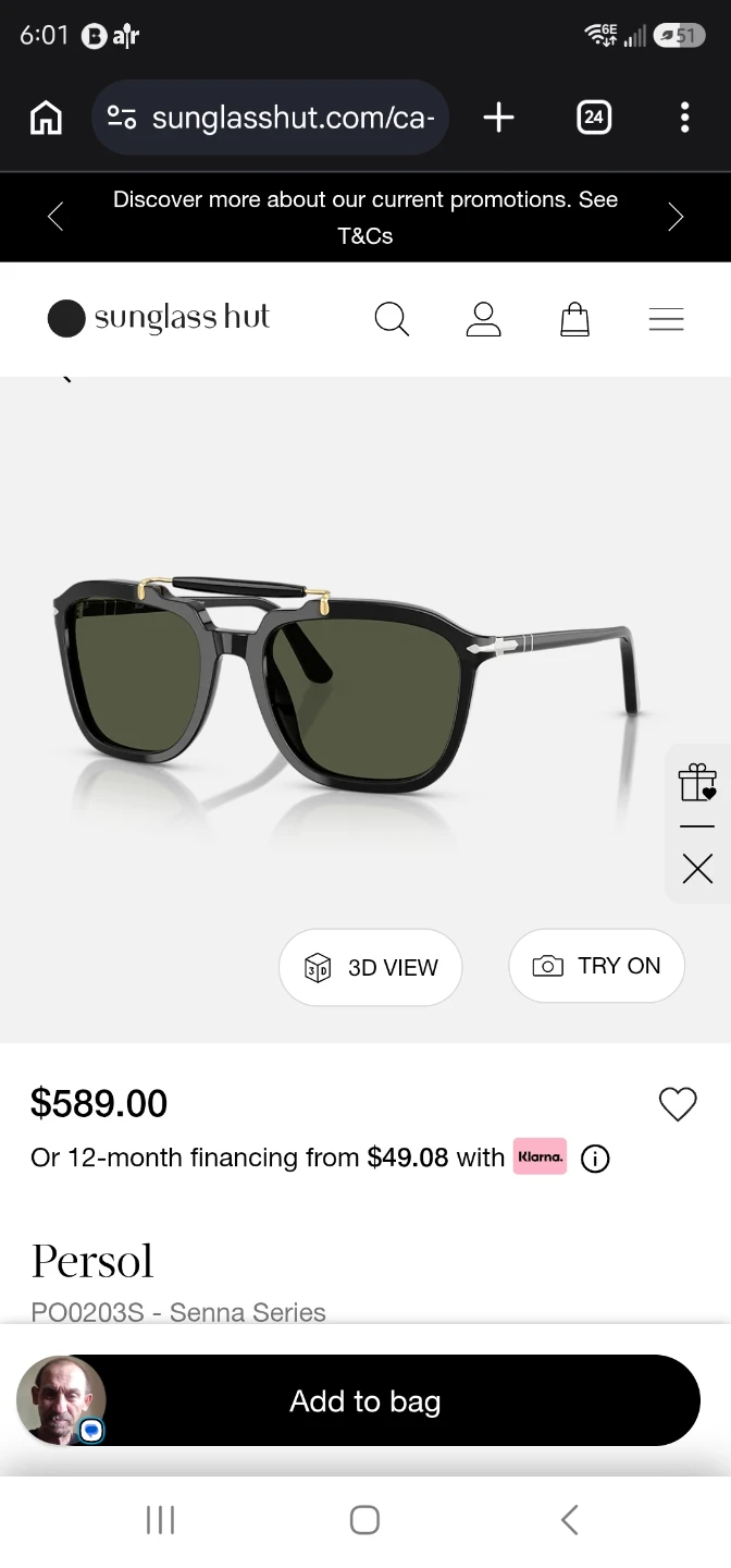 Persol PO0203S Senna Series Sunglasses
