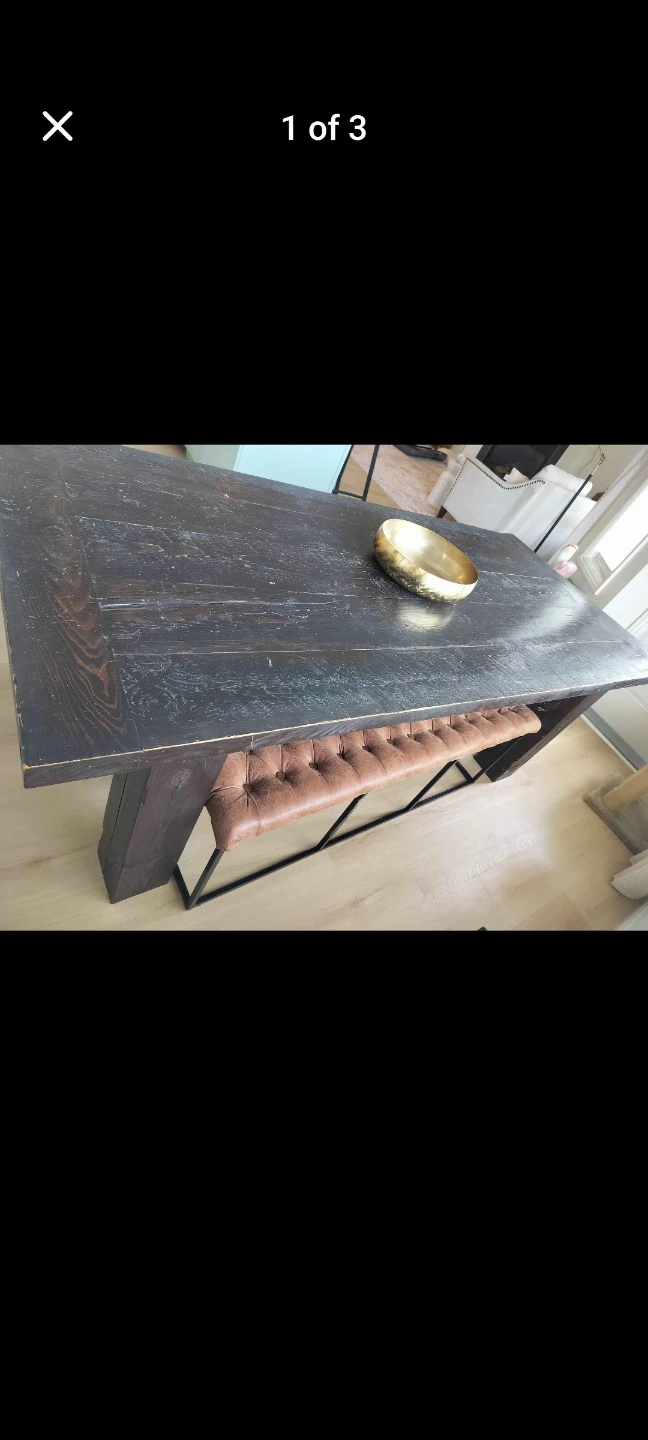 Rustic Dark Wood Dining Table - photo 2