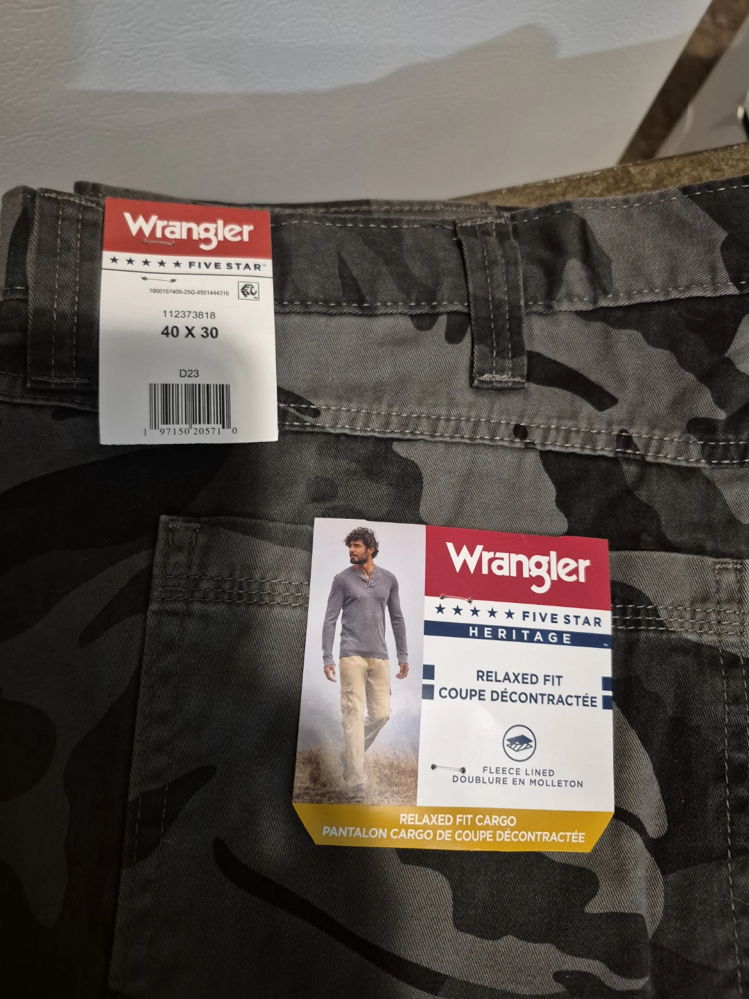 Wrangler Five Star Heritage Cargo Pants, fleece lined - photo 2