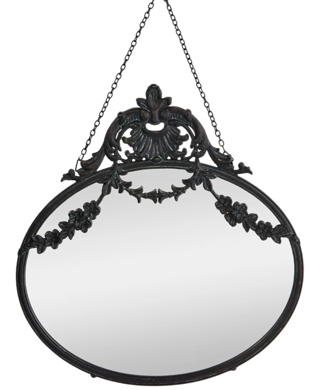 Creative Co-Op Vintage Pewter Framed Wall Mirror | Black - photo 4