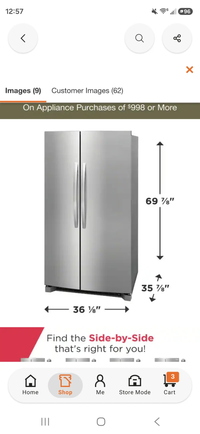 New Frigidaire 26 cu. ft. Side-by-Side Refrigerator - photo 3