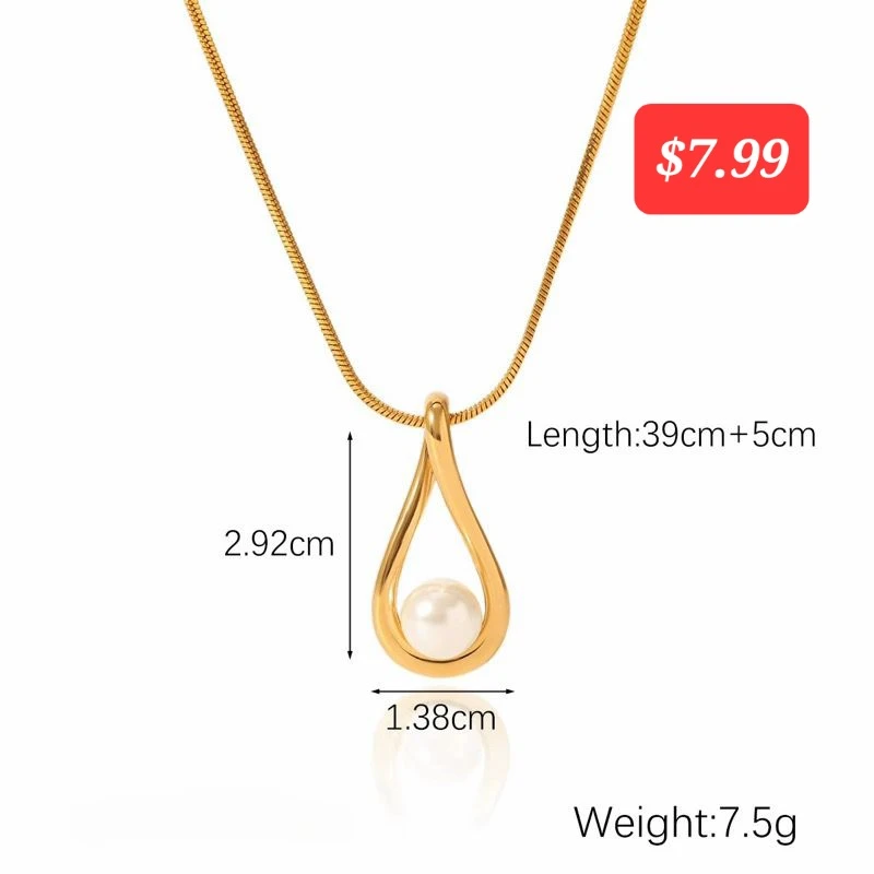 Gold Tone Tear Drop Pearl Necklace & Earrings Set - photo 2