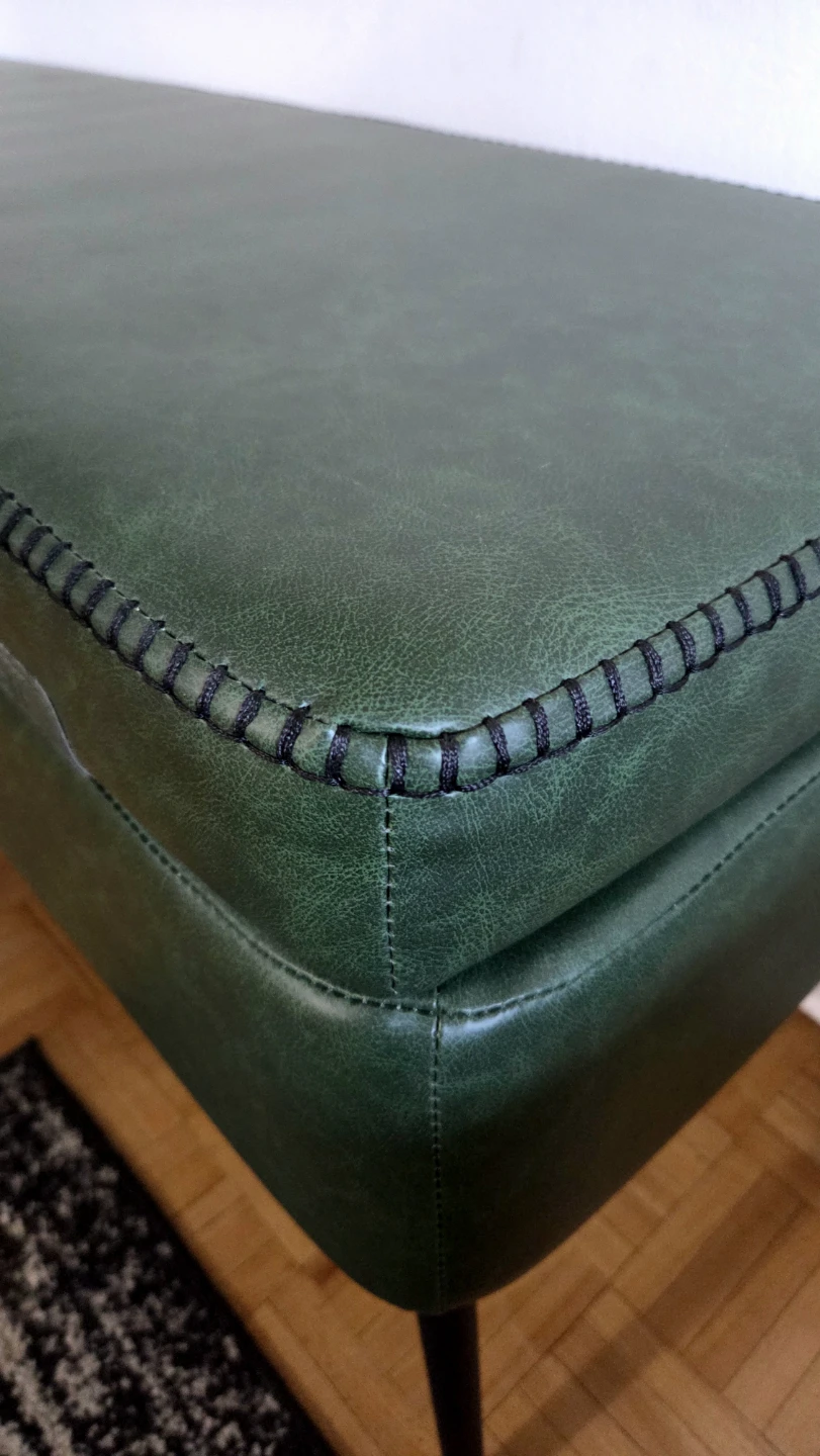 Forest Green Leather Storage Ottoman Bench *new - photo 4
