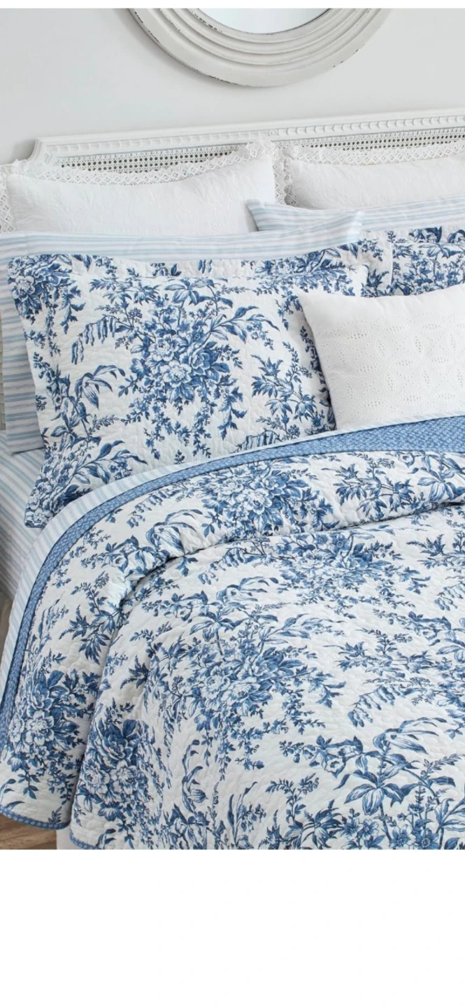 Laura Ashley Blue King Floral Quilt and shams - photo 5