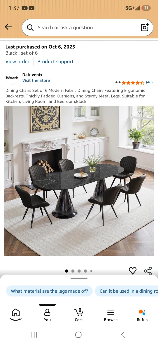 Daluvenix Modern Fabric Dining Chairs - Set of 6