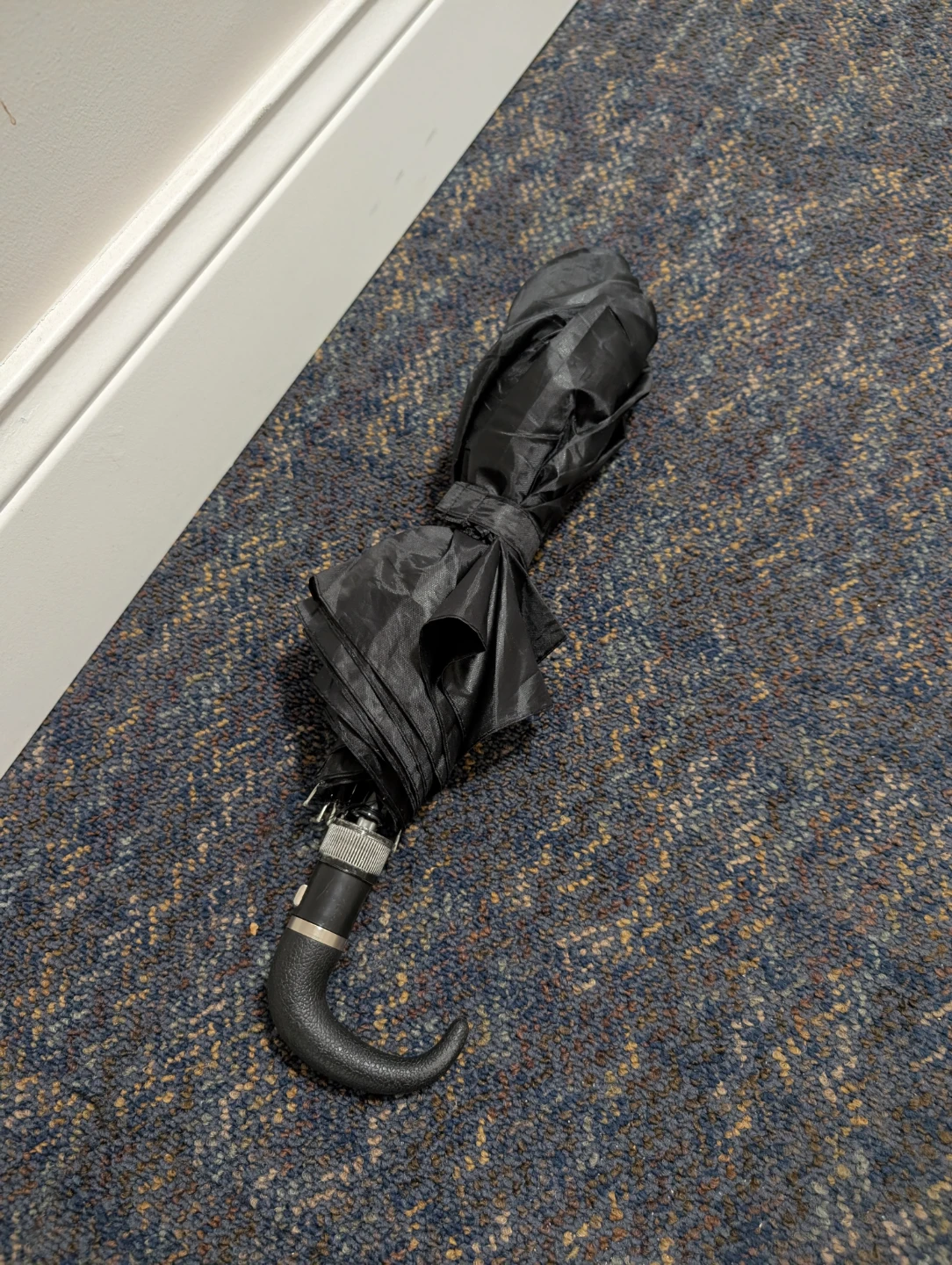 Black Folding Umbrella with Hook Handle